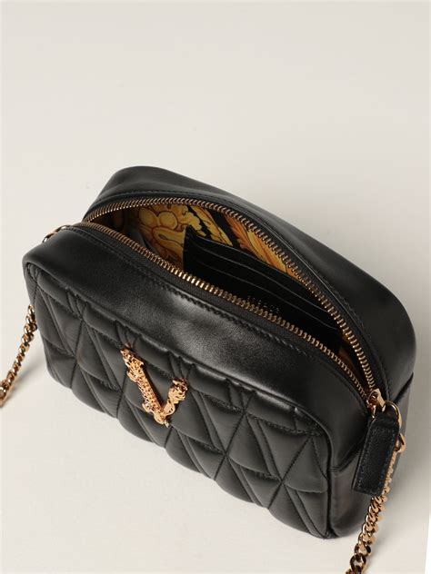 versace medium black quilted leather shoulder bag|farfetch Versace crossbody bags.